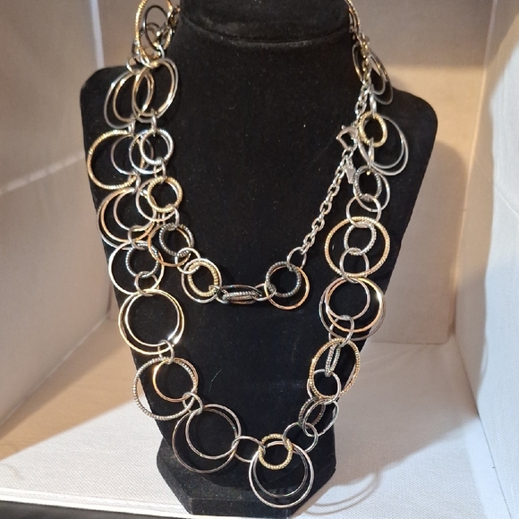 J Lo Jewelry - Elegant Gold and Silver Circle Necklace